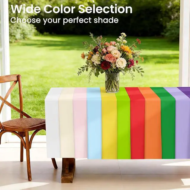 Alt view image 7 of 7 - LANLISA Pink Plastic Tablecloth Disposable, 4 Pack, 54 x 108 Inch | Rectangle Light Pink Table Cloth for Birthday Party Decorations, Valentines, Easter, Mothers Day, Baby Shower