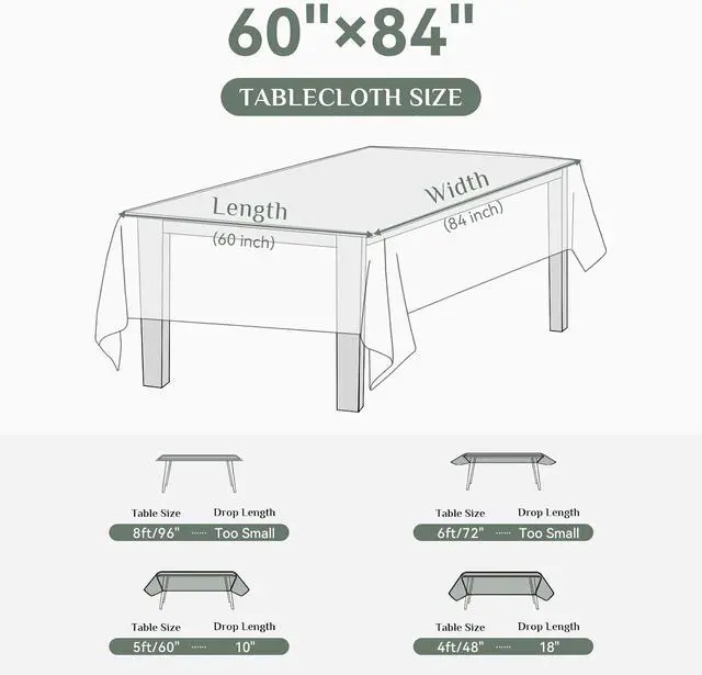 Alt view image 2 of 6 - Softalker Rectangle Tablecloth, Waterproof Table Cloths Wrinkle Free Fabric Washable Polyester Table Cover for Dining Party Outdoor Camping Wedding - 60 x 84 inch, Black