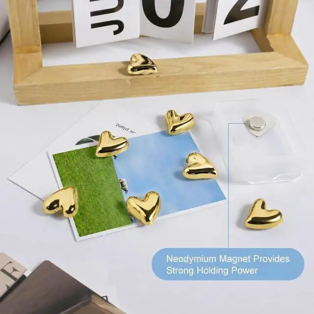 Alt view image 2 of 6 - 22Pcs Fridge Magnets,Cute Love Heart Decorative Magnets, Refrigerator Magnets for Whiteboard Cabinet Locker,Strong Holding Power,Gold