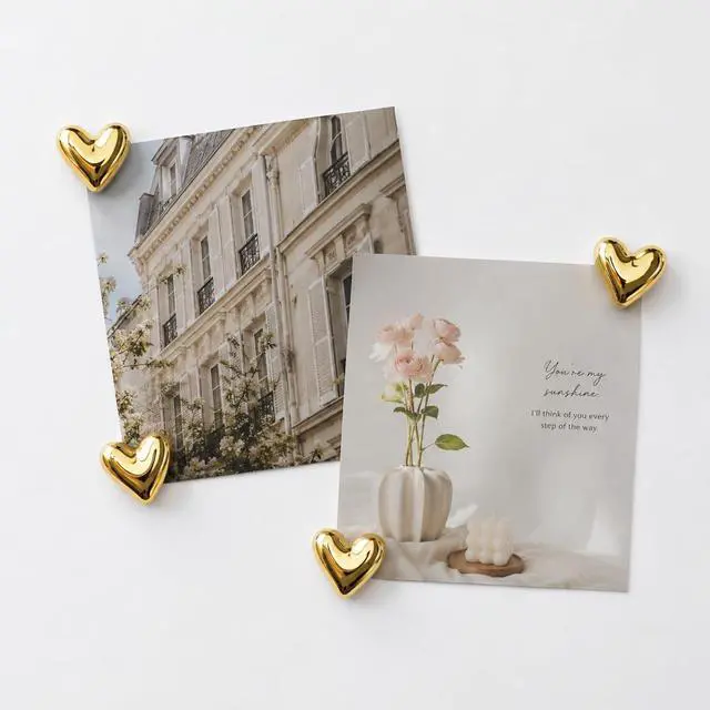 Alt view image 4 of 6 - 22Pcs Fridge Magnets,Cute Love Heart Decorative Magnets, Refrigerator Magnets for Whiteboard Cabinet Locker,Strong Holding Power,Gold