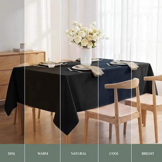 Alt view image 6 of 6 - Softalker Rectangle Tablecloth, Waterproof Table Cloths Wrinkle Free Fabric Washable Polyester Table Cover for Dining Party Outdoor Camping Wedding - 60 x 84 inch, Black