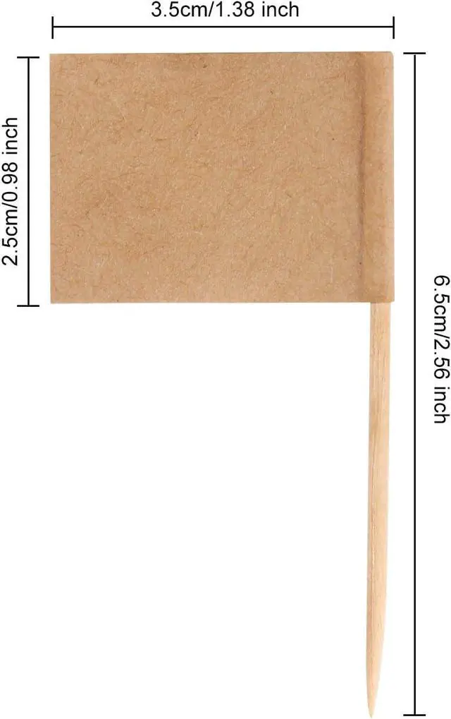 Alt view image 2 of 7 - Senkary 100 Pack Blank Toothpick Flags Kraft Paper Food Signs Cheese Markers Cheese Labels for Charcuterie Board Accessories
