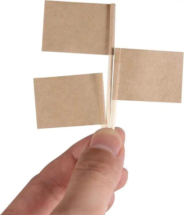 Alt view image 4 of 7 - Senkary 100 Pack Blank Toothpick Flags Kraft Paper Food Signs Cheese Markers Cheese Labels for Charcuterie Board Accessories