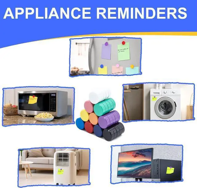 Alt view image 5 of 6 - DIYMAG 30Pcs Fridge Magnets 10 Colors Round Decorative Magnet | Colorful Locker Magnetic Small Refrigerator Magnetism for WhiteBoard Kitchen Office, Classroom
