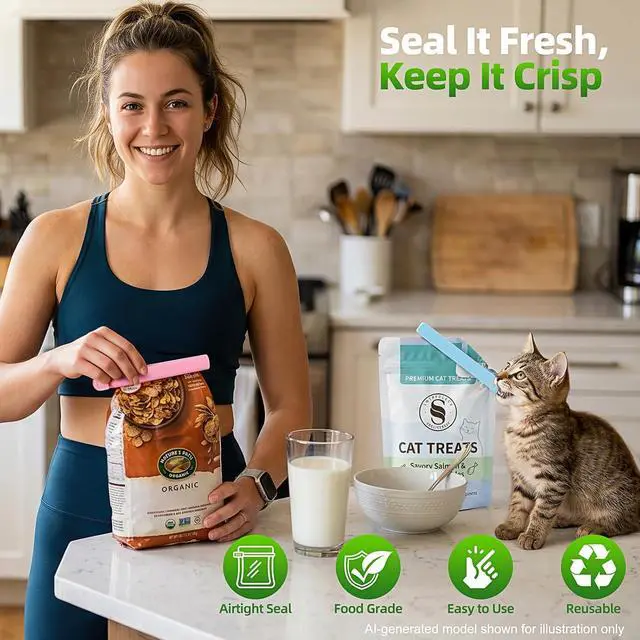 Alt view image 3 of 7 - 30 Pack Reusable Food Bag Clips, 2 Sizes, Assorted Colors | Reusable Plastic Food Storage Bag Clips, Bag Sealing Clips for for Chips, Snack, Cereal, Coffee, Freezer Safe, 6" & 4.8"