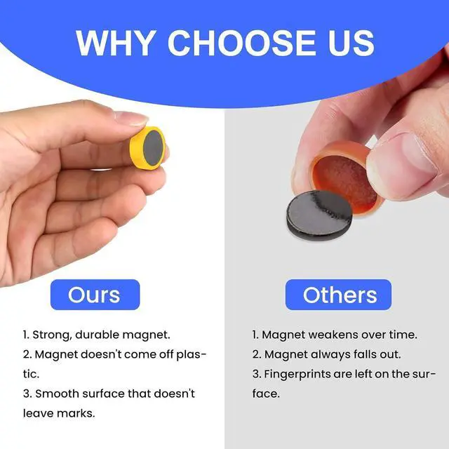 Alt view image 6 of 6 - DIYMAG 30Pcs Fridge Magnets 10 Colors Round Decorative Magnet | Colorful Locker Magnetic Small Refrigerator Magnetism for WhiteBoard Kitchen Office, Classroom