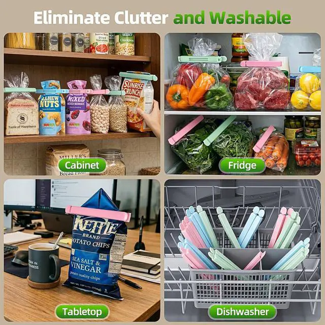 Alt view image 5 of 7 - 30 Pack Reusable Food Bag Clips, 2 Sizes, Assorted Colors | Reusable Plastic Food Storage Bag Clips, Bag Sealing Clips for for Chips, Snack, Cereal, Coffee, Freezer Safe, 6" & 4.8"