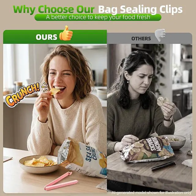Alt view image 6 of 7 - 30 Pack Reusable Food Bag Clips, 2 Sizes, Assorted Colors | Reusable Plastic Food Storage Bag Clips, Bag Sealing Clips for for Chips, Snack, Cereal, Coffee, Freezer Safe, 6" & 4.8"