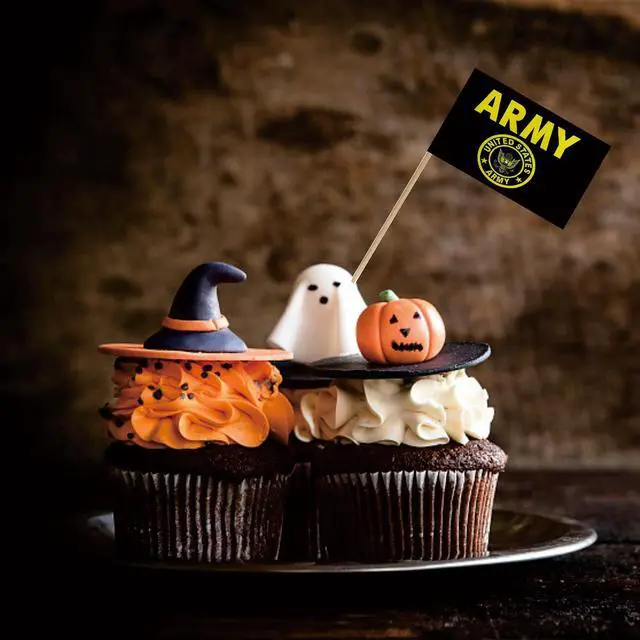 Alt view image 3 of 7 - US Army Gold Crest Toothpick Flag Small Mini United States Military Cocktail Fruit Cupcakes Toppers Food Stick Flags Decorations,100 Pack