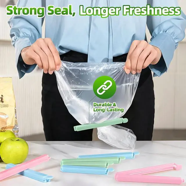 Alt view image 7 of 7 - 30 Pack Reusable Food Bag Clips, 2 Sizes, Assorted Colors | Reusable Plastic Food Storage Bag Clips, Bag Sealing Clips for for Chips, Snack, Cereal, Coffee, Freezer Safe, 6" & 4.8"
