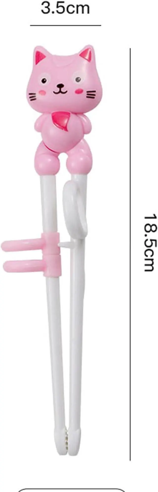 Alt view image 2 of 7 - 2Pairs Chopsticks, Learning Helper Practice Training Chopsticks Gift with Animals (cat pink +blue)