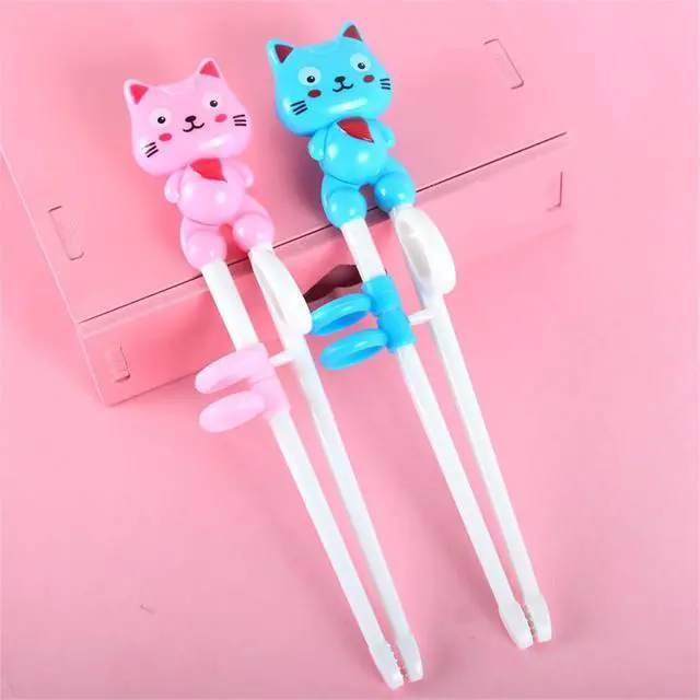 Alt view image 3 of 7 - 2Pairs Chopsticks, Learning Helper Practice Training Chopsticks Gift with Animals (cat pink +blue)