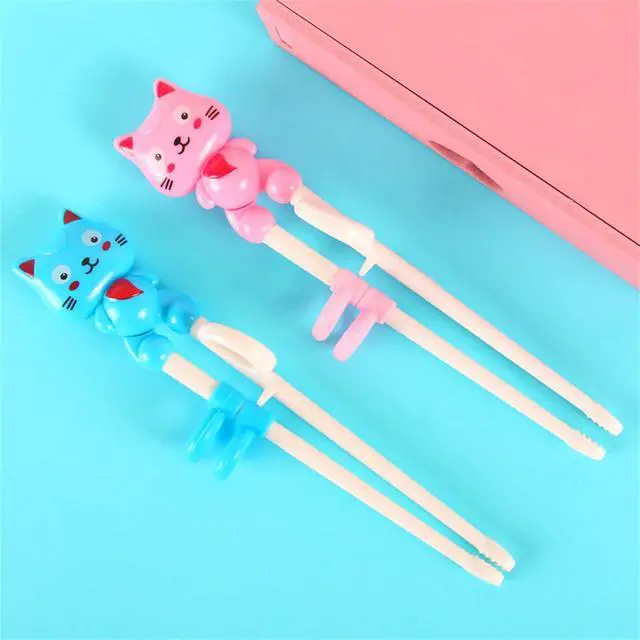 Alt view image 5 of 7 - 2Pairs Chopsticks, Learning Helper Practice Training Chopsticks Gift with Animals (cat pink +blue)