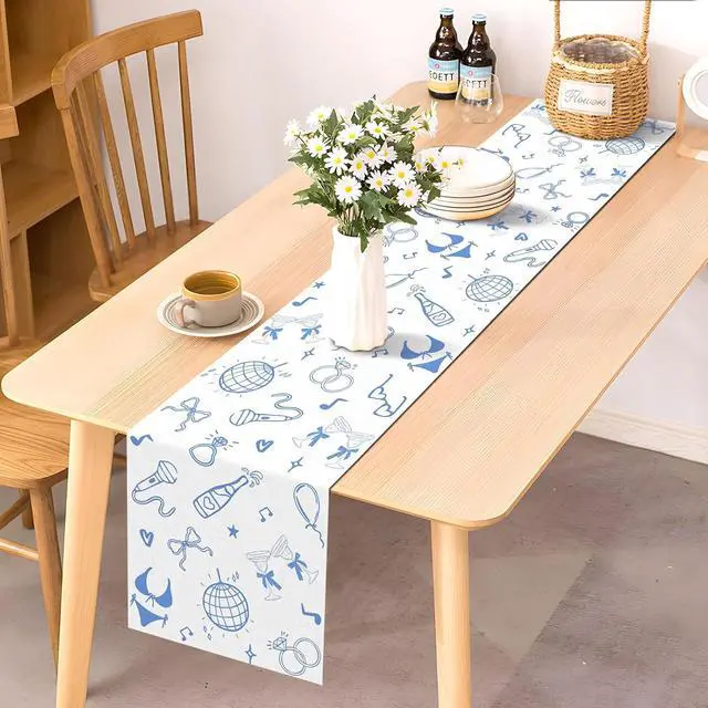 Alt view image 2 of 6 - Pudodo Mamma Mia Table Runner Italian Themed Bachelorette Party Last Disco Wedding Bridal Shower Kitchen Dining Room Home Decoration (13" x 72")