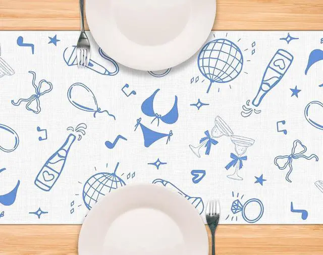 Alt view image 4 of 6 - Pudodo Mamma Mia Table Runner Italian Themed Bachelorette Party Last Disco Wedding Bridal Shower Kitchen Dining Room Home Decoration (13" x 72")