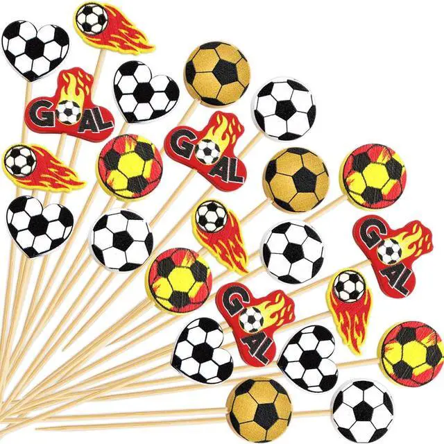 Main image of WorldBazaar Soccer Cocktail Picks 120PCS 4.7 Inch Long Toothpicks | For Appetizers , Soccer Food Fruit Sticks , Sports Party Supplies, Soccer Party Decorations , Kids Adults