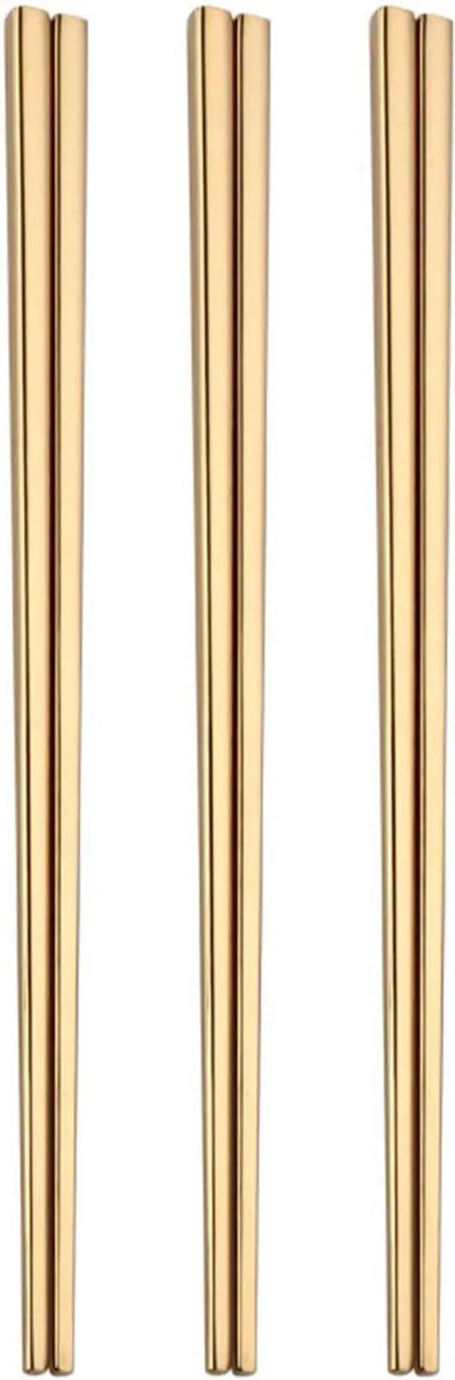 Main image of Stainless Steel Chopsticks,Reusable ,Dishwasher Safe , Easy to Use3 PCS,golden