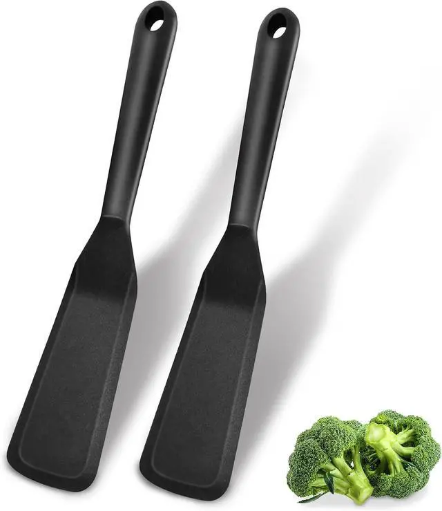 Main image of Dioycli 2 Pack Silicone Spatula Heat Resistant Spatulas for Cooking, Black | Long Omelette Spatula Turner, Non Stick, BPA-Free & Food Grade, Heat Resistant -40°F to 446°F, for Crepes Egg Pizza Cookie