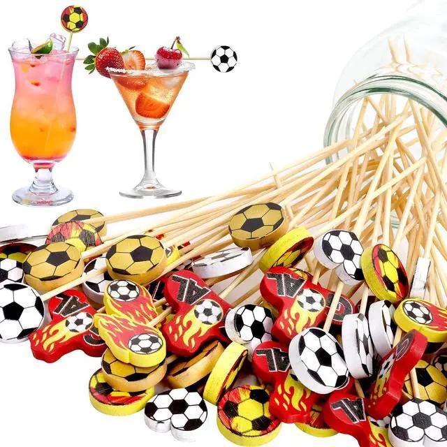 Alt view image 3 of 7 - WorldBazaar Soccer Cocktail Picks 120PCS 4.7 Inch Long Toothpicks | For Appetizers , Soccer Food Fruit Sticks , Sports Party Supplies, Soccer Party Decorations , Kids Adults