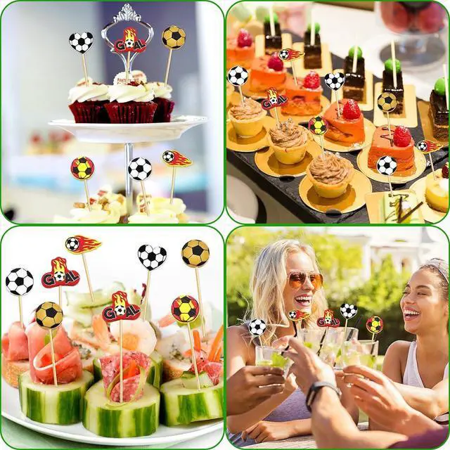 Alt view image 7 of 7 - WorldBazaar Soccer Cocktail Picks 120PCS 4.7 Inch Long Toothpicks | For Appetizers , Soccer Food Fruit Sticks , Sports Party Supplies, Soccer Party Decorations , Kids Adults