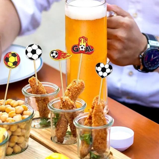 Alt view image 5 of 7 - WorldBazaar Soccer Cocktail Picks 120PCS 4.7 Inch Long Toothpicks | For Appetizers , Soccer Food Fruit Sticks , Sports Party Supplies, Soccer Party Decorations , Kids Adults