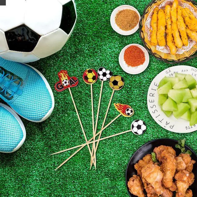 Alt view image 4 of 7 - WorldBazaar Soccer Cocktail Picks 120PCS 4.7 Inch Long Toothpicks | For Appetizers , Soccer Food Fruit Sticks , Sports Party Supplies, Soccer Party Decorations , Kids Adults