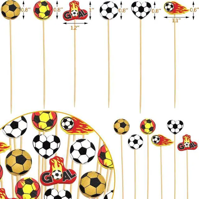 Alt view image 2 of 7 - WorldBazaar Soccer Cocktail Picks 120PCS 4.7 Inch Long Toothpicks | For Appetizers , Soccer Food Fruit Sticks , Sports Party Supplies, Soccer Party Decorations , Kids Adults