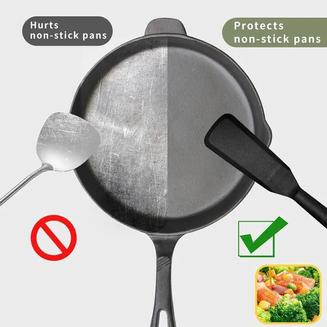 Alt view image 5 of 7 - Dioycli 2 Pack Silicone Spatula Heat Resistant Spatulas for Cooking, Black | Long Omelette Spatula Turner, Non Stick, BPA-Free & Food Grade, Heat Resistant -40°F to 446°F, for Crepes Egg Pizza Cookie