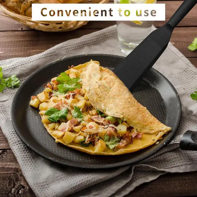Alt view image 6 of 7 - Dioycli 2 Pack Silicone Spatula Heat Resistant Spatulas for Cooking, Black | Long Omelette Spatula Turner, Non Stick, BPA-Free & Food Grade, Heat Resistant -40°F to 446°F, for Crepes Egg Pizza Cookie