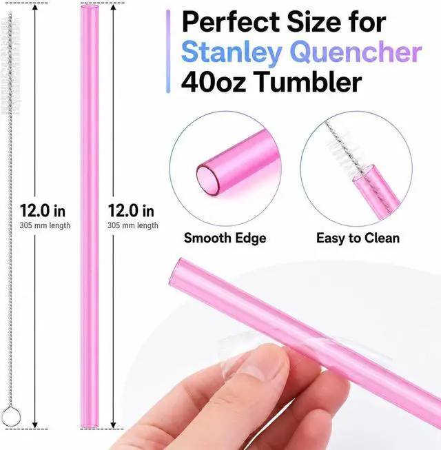 Alt view image 2 of 7 - Joshey Replacement Straws for Stanley Quencher 40oz Tumbler, 6 Pack | 12 Inch Tritan Replacement Straws, 40 oz Tumbler Accessories, Reusable Plastic Drinking Straws