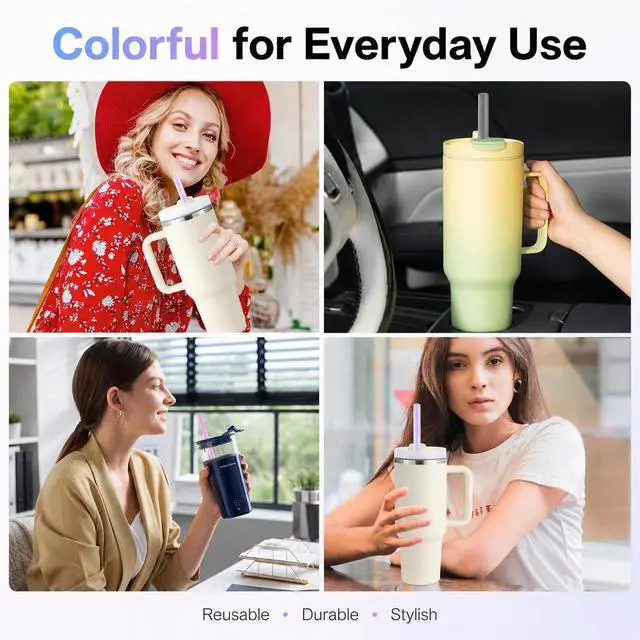 Alt view image 5 of 7 - Joshey Replacement Straws for Stanley Quencher 40oz Tumbler, 6 Pack | 12 Inch Tritan Replacement Straws, 40 oz Tumbler Accessories, Reusable Plastic Drinking Straws