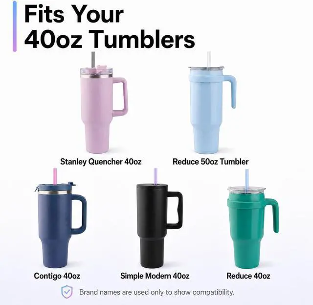 Alt view image 4 of 7 - Joshey Replacement Straws for Stanley Quencher 40oz Tumbler, 6 Pack | 12 Inch Tritan Replacement Straws, 40 oz Tumbler Accessories, Reusable Plastic Drinking Straws