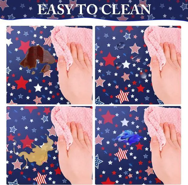 Alt view image 4 of 7 - 4th of July Tablecloth Plastic 54x108 Inch, 2 Pack Disposable Independence Day Navy Blue Table Cover, Star Rectangle Patriotic Table Cloth for Fourth July Memorial Day Decor Decoration