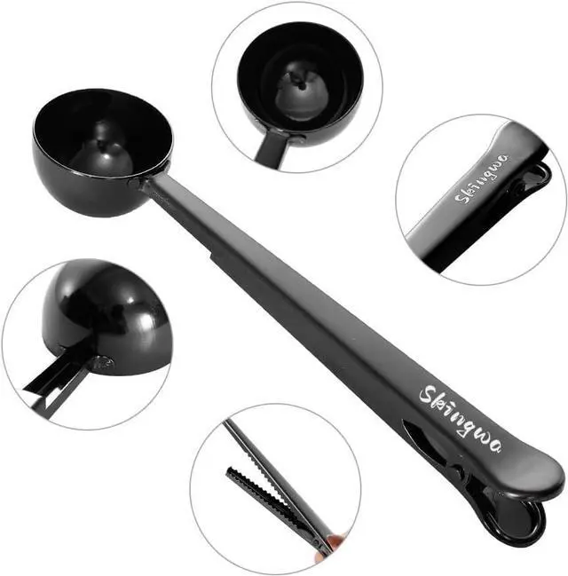 Alt view image 7 of 7 - Coffee Scoop with Bag Clip, Multi-Function Milk Powder Measuring Spoon, 20ml (Black)