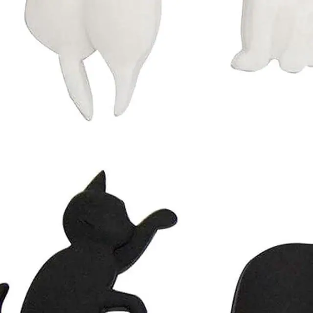 Alt view image 7 of 7 - 6Pcs Black and White Heat-Resistant Silicone Tea Bag Clips Set - Cartoon Cat-Shaped Reusable Holders for Drinks, Food Markers, Squeezer, and Accessories