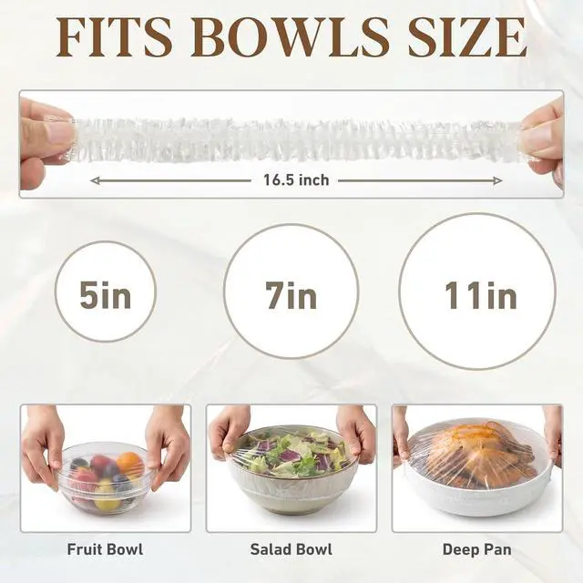 Alt view image 4 of 7 - VCLPOWER 100 Pcs Reusable Sourdough Bowl Covers Up to 30+ Uses Hand Washable Bread Proofing Covers for Bowls Fits 5"11" Bowls & Plates,Food-Grade,BPA-Free,Einforced Double Elastic Bands