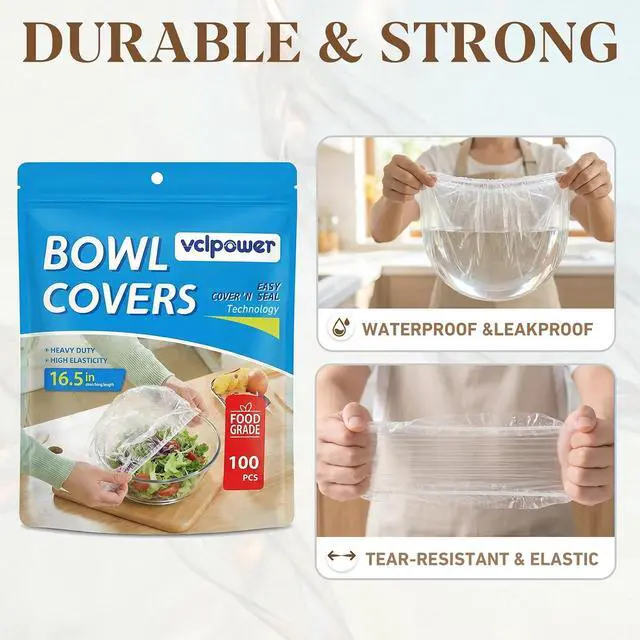 Alt view image 7 of 7 - VCLPOWER 100 Pcs Reusable Sourdough Bowl Covers Up to 30+ Uses Hand Washable Bread Proofing Covers for Bowls Fits 5"11" Bowls & Plates,Food-Grade,BPA-Free,Einforced Double Elastic Bands