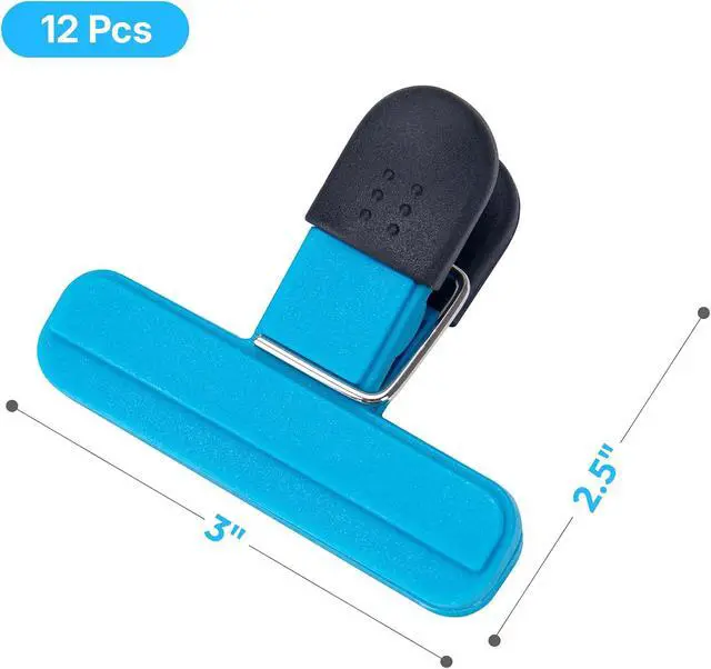 Alt view image 2 of 7 - OWLKELA 12 Pcs Chip Clips,3" x 2.5", 6 Colors | Heavy Duty Seal Grip, Plastic Bag Clips, Ideal for Kitchen, Pantry, Home & Food Storagea