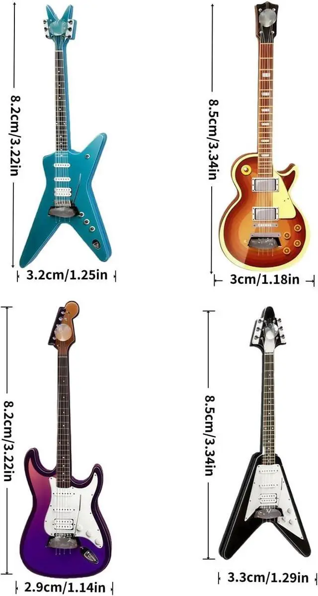 Alt view image 3 of 7 - 4 Pcs Guitar Cute Fridge Magnets,Wooden 1:12 Scale Musical Instruments Refrigerator Magnets,for Dishwasher/Kitchen/Whiteboard/Music Room/Classroom/Boys Girls Locker Decorations Accessories