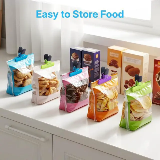 Alt view image 4 of 7 - OWLKELA 12 Pcs Chip Clips,3" x 2.5", 6 Colors | Heavy Duty Seal Grip, Plastic Bag Clips, Ideal for Kitchen, Pantry, Home & Food Storagea