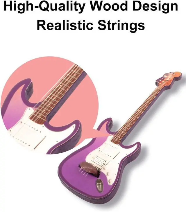 Alt view image 7 of 7 - 4 Pcs Guitar Cute Fridge Magnets,Wooden 1:12 Scale Musical Instruments Refrigerator Magnets,for Dishwasher/Kitchen/Whiteboard/Music Room/Classroom/Boys Girls Locker Decorations Accessories
