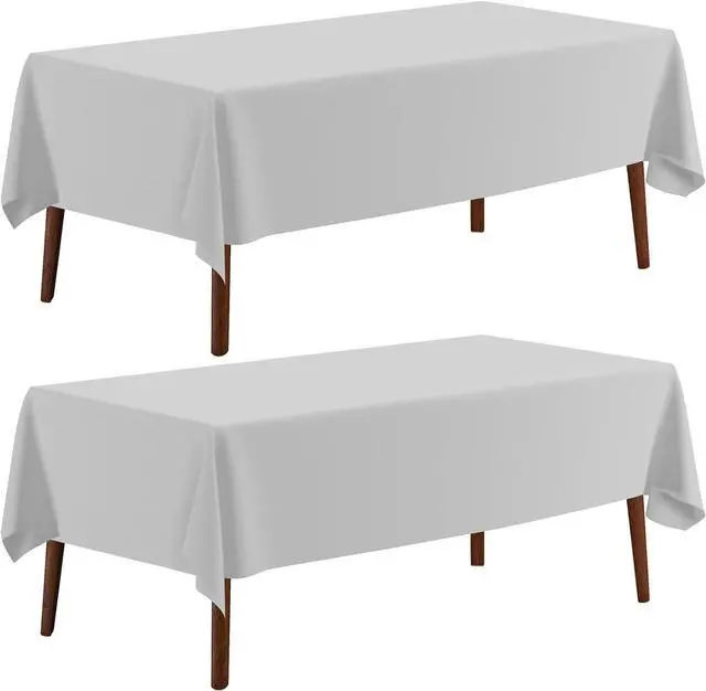 Main image of CXPSINC Plastic Tablecloth 54" x 108"Disposable Tablecloth Rectangle Plastic Table Cover for 6 to 8 Foot Tables Indoor or Outdoor Parties Birthdays Christmas (Silver Grey, 2 Pack)