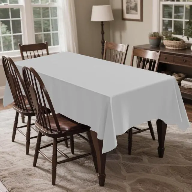 Alt view image 6 of 6 - CXPSINC Plastic Tablecloth 54" x 108"Disposable Tablecloth Rectangle Plastic Table Cover for 6 to 8 Foot Tables Indoor or Outdoor Parties Birthdays Christmas (Silver Grey, 2 Pack)