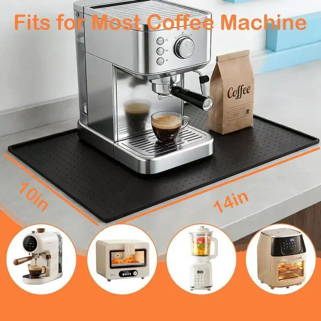 Alt view image 2 of 5 - Silicone Coffee Mat 10"x14" - Waterproof and Heat Resistant Dish Drying Mats, Non-Slip Countertop Protector, Keep Kitchen Counters Clean for Espresso Machines, Spill Proof, Easy Clean, Black