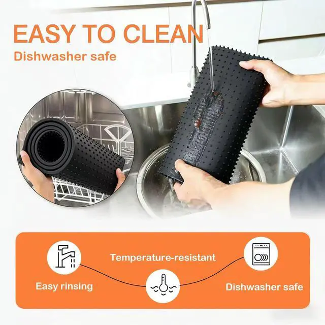 Alt view image 4 of 5 - Silicone Coffee Mat 10"x14" - Waterproof and Heat Resistant Dish Drying Mats, Non-Slip Countertop Protector, Keep Kitchen Counters Clean for Espresso Machines, Spill Proof, Easy Clean, Black