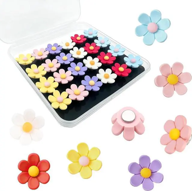 Main image of Locker Magnets for Girls,24Pcs Fridge Magnets, Cute 3D Flower Decorative Magnets for Whiteboard Office Kitchen Decor,Strong Holding Power