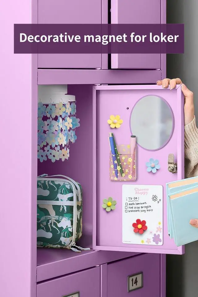 Alt view image 5 of 6 - Locker Magnets for Girls,24Pcs Fridge Magnets, Cute 3D Flower Decorative Magnets for Whiteboard Office Kitchen Decor,Strong Holding Power
