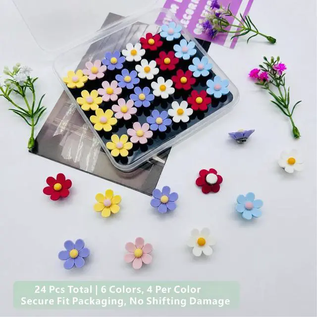 Alt view image 6 of 6 - Locker Magnets for Girls,24Pcs Fridge Magnets, Cute 3D Flower Decorative Magnets for Whiteboard Office Kitchen Decor,Strong Holding Power