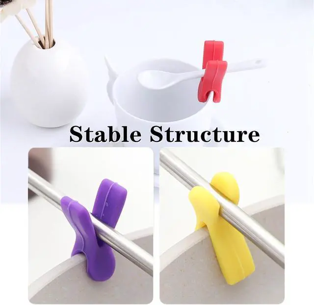 Alt view image 6 of 7 - 6 Pcs Utensil Pot Clip Universal Silicone Pot Spoon Holder Heat Resistance Non-Slip Spoon Rest for Kitchen