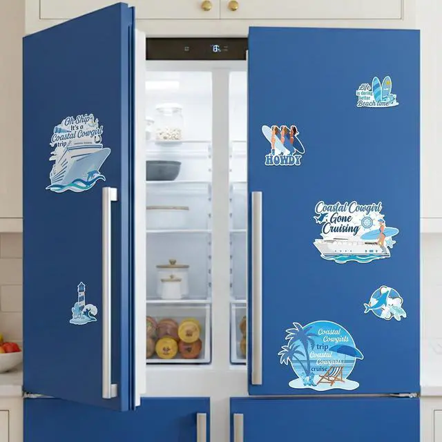 Alt view image 4 of 7 - JAPBOR Cruise Door Decorations Magnetic - 7PCS Oh Ship Its A Coastal Cowgirl Trip Magnet, Blue Cowgirls Car Fridge Magnetic Sticker, Howdy Girls Refrigerator Magnet Decal for Rodeo Home Kitchen Decor